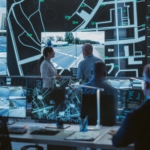 Futuristic,City,Logistics,Planning,Monitoring,Center,With,Diverse,Male,And